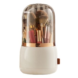 Makeup Brush Holder Multifunctional Brush Organizer Home Rotating Dustproof Cosmetic Make Up Brushes Container White