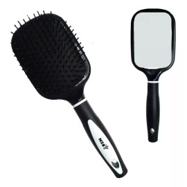 mc8 Cepillo Desenredante Cuadrado Raqueta Con Espejo Trasero