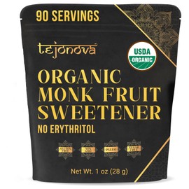 Organic Monk Fruit Powder, Pure Monk Fruit Sweetener No Erythritol, Monkfruit Sweetener Pure Goodness, Monk Fruit Sugar Susbtitute, Monk Fruit Extract Powder, 1oz 90 servings by tejonova