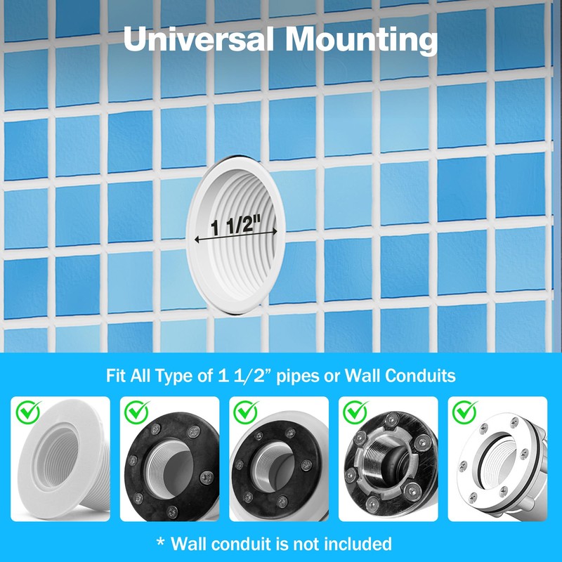 LyLmLe LED Pool Headlight with 1 1/2 Inch External Thread,