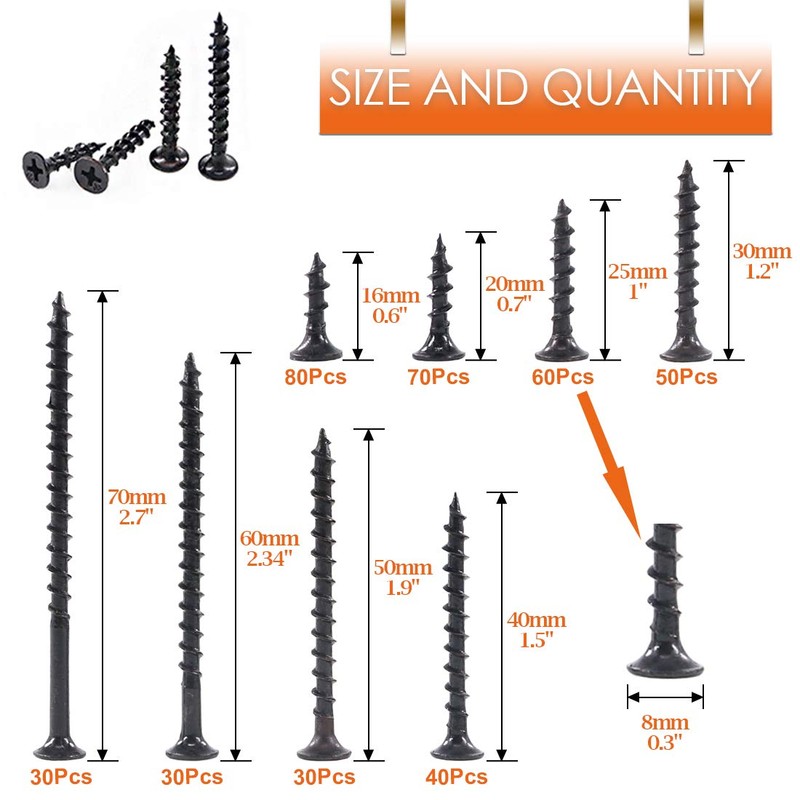Rustark 390-Pcs #7 Coarse Thread Drywall Screw with Phillips Drive