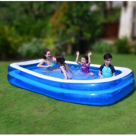 Inflatable Kiddie Swimming Pool,Outdoor Blow Up Rectangular Pool for Kids and Toddler(120"x72"x20")