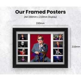Elton John Signed Poster Print- Limited Edition Autograph Fan Gift – Collectible Memorabilia Merchandise from Music's Living Legend (Framed A4 (30x21cm))