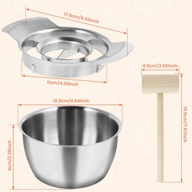 Pomegranate Peeling Tool 304 Stainless Steel Pomegranate Peeler High Efficiency Pomegranate Deseeder Anti-Slip Pomegranate Aril Removal Tool Set with Bowl and Wooden Hammer for Home Kitchen(Suit)