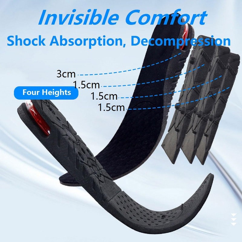 Height Adjustable Insoles, Invisible Shoe Lift Inserts, Air Cushioned Shoe