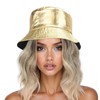 Hybursky Shiny Metallic Bucket Hat for Festival Party Reversible Bucket