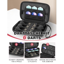 Mellbree Dart Case Box - Perfect Storage Solution for 6 Steel Darts & Soft Darts, Hardshell Protection, No Slipping, Plenty of Space for Accessories & Flights, black, /