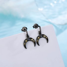 Moon Phase Earrings for Women 925 Sterling Silver Crescent Moon Stud Earrings Jewelry Gifts for Girls Mother Daughter Wife, Sterling Silver, Cubic Zirconia