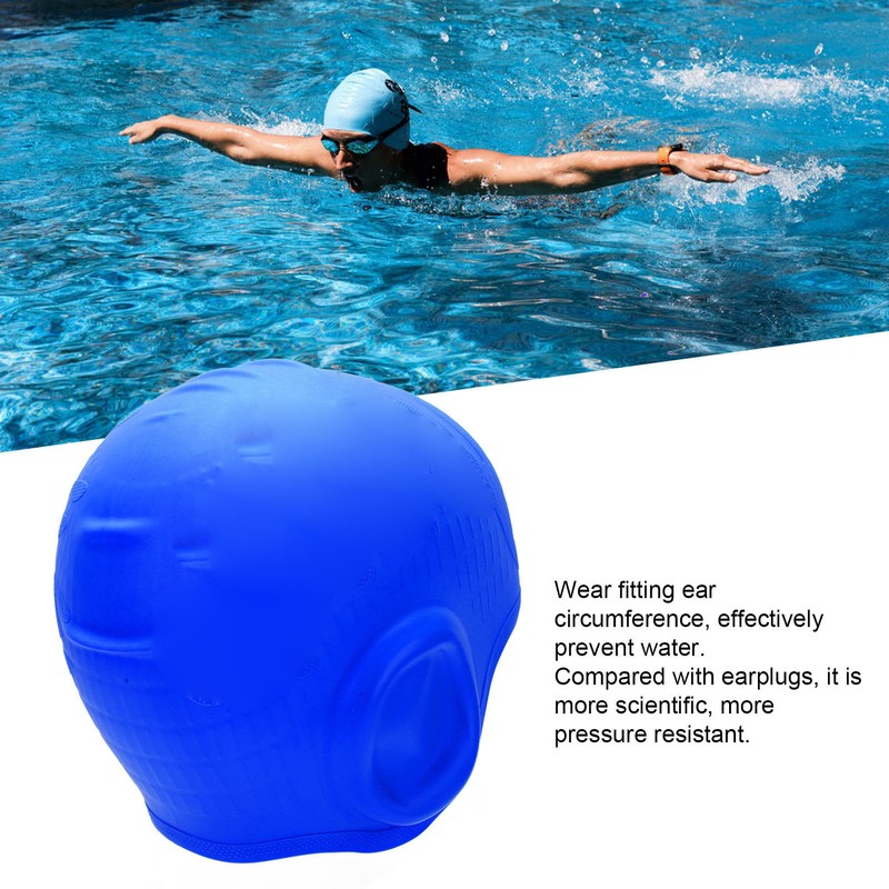 Waterproof Silicone Swimming Cap with Ear Protection 3D Strong Elasticity