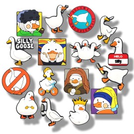 MOKADON 16 Pcs Funny Goose Shoe Charms, Shoe Decoration Party Gifts For Boys Girls Kids, Women.