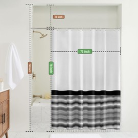 Seasonwood Black and White Tassel Shower Curtain Striped Shower Curtain with Tassels for Bathroom Decor,Heavy Weighted 78-Inch Strip Bathroom Curtains, 72 x 78