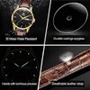 OLEVS Men Watch Brown Leather Strap Large Black Face Analog