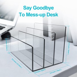 Boloyo Acrylic File Holder,2PC 3 Sections Clear File Organizer Mail Letter Sorter Desktop Folder Holder for Home Office School Envelope Bill Filling Paper Document