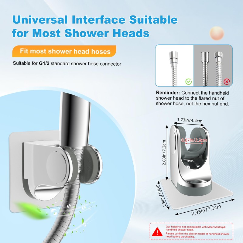 Hibbent Showerhead Holder, Strong Adhesive and Waterproof Handheld Shower Holder