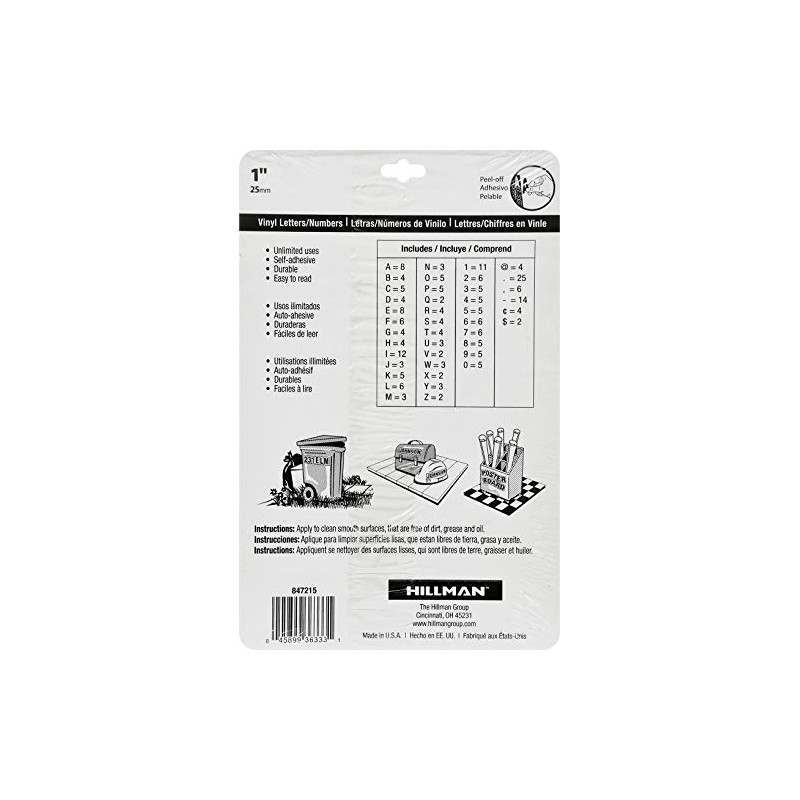 Hillman 847215 1-Inch Die-Cut Letters/Numbers Kit, White