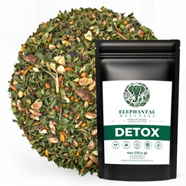 Elephantal Wellness Premium Detox Herbal Tea | Daily Liver, Kidney, Blood & Digestive Support with Turmeric, Milk Thistle, Dandelion & Burdock | Non-GMO, Handmade, Caffeine-Free Loose Leaf Blend - 4oz, 40 Servings