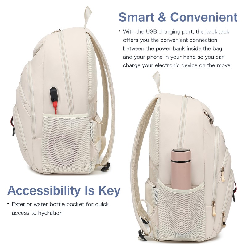 Boavan Laptop Backpack for Women, 15.6-Inch Waterproof School Bookbag, Anti-Theft