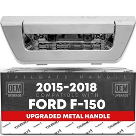 TRUBUILT1 AUTOMOTIVE Tailgate Handle Latch Replacement, Upgraded Metal - Compatible with 2015-2018 Ford F-150 - Exterior Tailgate Assembly, All Chrome - OEM FL3Z-9943400-JA-ACHMT, 97694