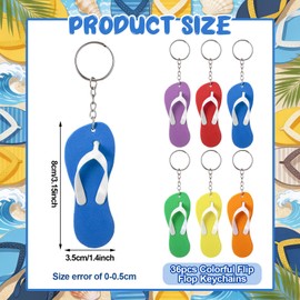 Nosiny 36 Pack Flip Flop Keychains, Colorful EVA Sandal Keychains for Party Favors, Backpack, Luggage, Keyring Assorted Colors