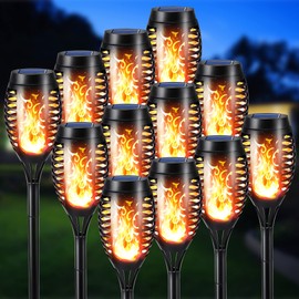 Toodour Solar Lights Outdoor with Flickering Flame, 12 Pack LED Solar Torch Lights, Waterproof Solar Garden Lights for Pathway Yard Patio Decor