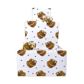 Twizler Sloth Hearts Wrapping Paper - 4 Sheets & 4 Tags - 70cm x 50cm Folded Sheets - Gift Wrap for Any Occasion for Men or Women Cute