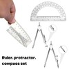 Tdfronien 3 Packs Plastic 12 Inch Ruler,6 Inch Clear Protractor