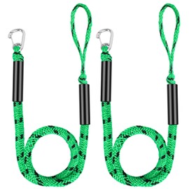 Bungee Dock Lines - Boat Accessories - 4 Feet Bungee Shock Cords Bungee Docking Rope Mooring Rope for Boat,PWC,Jet ski,Pontoon,Kayak,Canoe,Power Boat,Watercraft (Green&Black Single Hook,2 Packs)