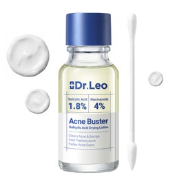 Dr.Leo Loción Secante Antiacné, Ácido Salicílico 1.8 y Niacinamida, 20 ml  Tratamiento localizado para brotes nocturnos y menstruales, desobstruye... 