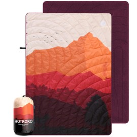 hotkoko Waterproof Stadium Blanket, Soft Warm Fleece Camping Blanket Wearable Camp Blanket for Outdoor Camping, Picnic, Stadium, Sports, Beach, Car