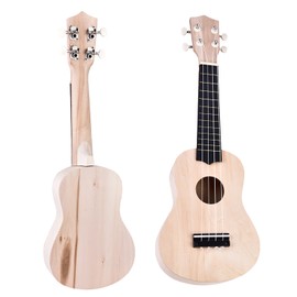DIY Ukulele Kit 21 Inch Basswood 4 String Ukulele DIY Kit Handmade Set Installation Tools with Installation Tools for Make Your Own Soprano Hawaiian Guitar