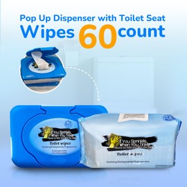 IF YOU SPRINKLE WHEN YOU TINKLE Wipe Dispenser & Toilet Wipes C 60 Count, Multipurpose Flushable Wipes, Aloe Extract, Unscented, Easy-to-Use with Pop Up Dispenser, Septic Safe, Perfect for Potty Training & Bathroom Hygiene