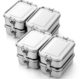 Umigy 8 Pcs Stainless Steel Food Containers Metal Bento Lunch Box Stainless Steel Food Storage Containers, Lockable Clips to Leak Proof, Reusable Dishwasher Snack Boxes for Work, Picnic (850ml)