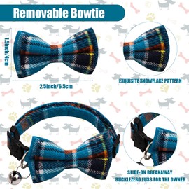 Cat Collar with Bell and Removable Bow Tie Adjustable Cat Collars Soft Kitten Collar Breakaway Cat Collar for Small Dogs and Cats Neck 7.1"-11" (Blue)