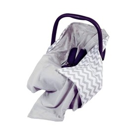 Viculii Double Sided Baby Wrap for car seat | grey chevron zig zag baby wrap swaddle cover cosytoes blanket for car seat 100x100cm | boy or girl