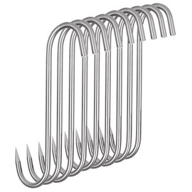 LANIAKEA 10PCS Meat Hook, 8.66'' Stainless Steel Meat Hooks Meat Hanging Hooks, Heavy Duty S Hooks Meat Hooks for Butchering, Smoker, Pig, Chicken, Fish, Beef, Poultry
