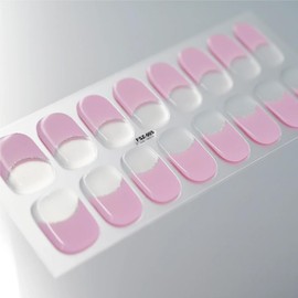 Semi Cured Gel Nail Strips Stickers French Tips Nails Strips Stickers Full Wrap Gel Nail Polish Strips Manicure Nail Tip Designs UV Gel Nail Stickers for Women Girls Nail Art (Pink French Tips) 16Pcs