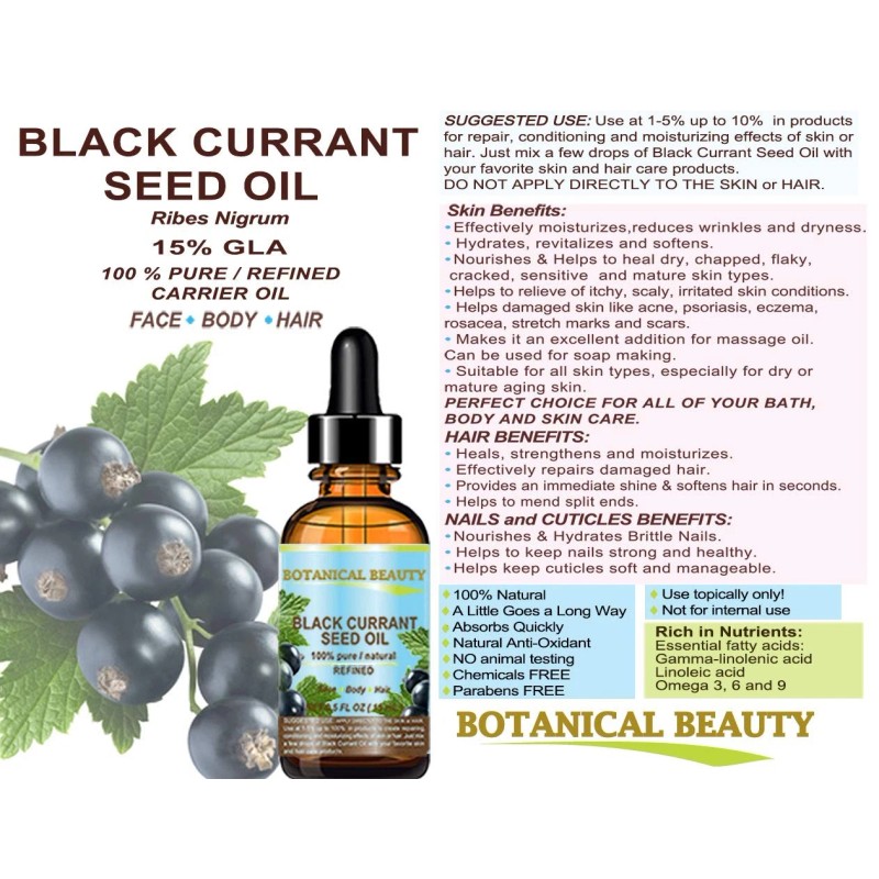 Botanical Beauty BLACK CURRANT SEED OIL 100% Pure Natural Undiluted