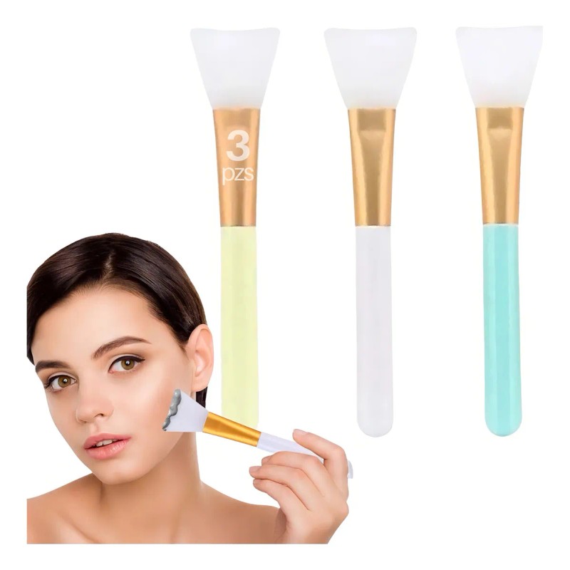 Pinceles De Silicona Suave Para Aplicar Mascarillas 3 Pzs Color