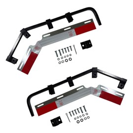 Pair Angle Down Bar Mud Flap Hangers Bracket Angled 28" with Mounting Kit for Heavy Duty Semi Truck Square Spring Steel Arm W/ PCS Mud Flap Reflector Plates