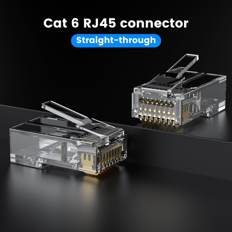 MOGOOD RJ45 Straight Connector, Pack of 10 Cat 6 Unshielded
