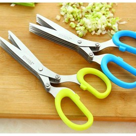 SZB Scissors Scissors Kitchen Scissors 5 Rows Shredder Scissors Secrets 5 Blade Multifunctional Scissors Vegetable Cutter (Blue)