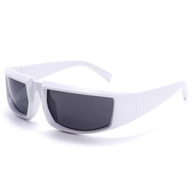 GUVIVI Wrap Around Trendy Sunglasses For Women Men Fashion Futuristic Rectangle Sunglasses Thick Chunky Sun Glasses Eyewear