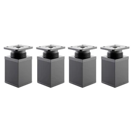 ATM® Set of 4 Adjustable Furniture Feet, Matte Black, 60 mm (+20 mm), Height Adjustable, for Wardrobe, Chest of Drawers, Sofa, Bed, Square Furniture Feet, Metal and Plastic, Profile: 40 x 40 mm