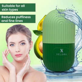 VELORA Silicone Ice Roller for Face and Eyes - Reusable Ice Mold for Puffiness Relief, Bright Skin, Fine Lines, Pores, Acne - Ice Face Roller (Green)
