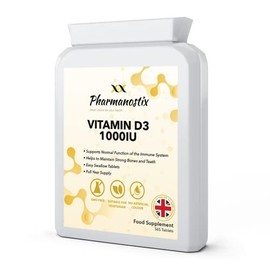 Vitamin D - Easy-Swallow Micro Tablets - One a Day High Strength Cholecalciferol VIT D3 - Vegetarian Supplement - Made in The UK (365 Tablets, Vitamin D3 1000iu)