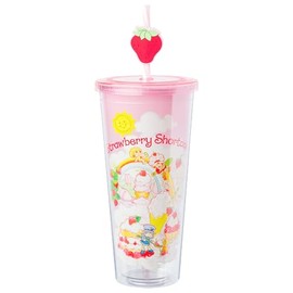 Silver Buffalo Strawberry Shortcake Vintage Sweet Dreams Rainbow 24oz Plastic Cold Cup with Lid and Straw