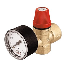 Caleffi 313 - Safety Valve with Pressure Gauge Female-Female 1/2" 3bar