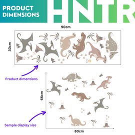 HNTR Premium Dinosaur Wall Sticker | 6 Dinosaurs, Paw Prints, Trees, Volcanoes