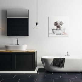 Stupell Industries Baby Elephant Bath Canvas Wall Art by Lazar Studio