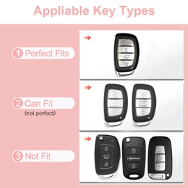 XUPEIXUN 3 Pcs Pink Car Accessories for Hyundai lantra Ioniq Sonata Tucson Elantra GT Key Fob Cover with Bling Keychain Cute Push to Start Stop Button Cover